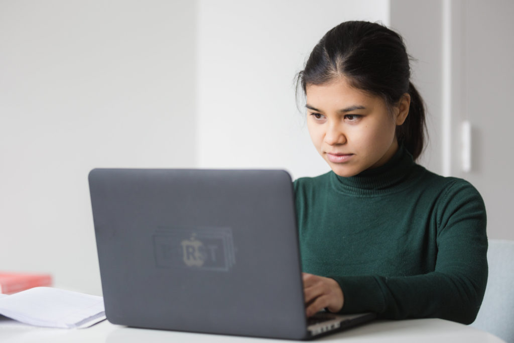 young woman with laptop